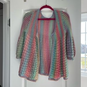 Pastel Rainbow Crochet Handmade Cardigan